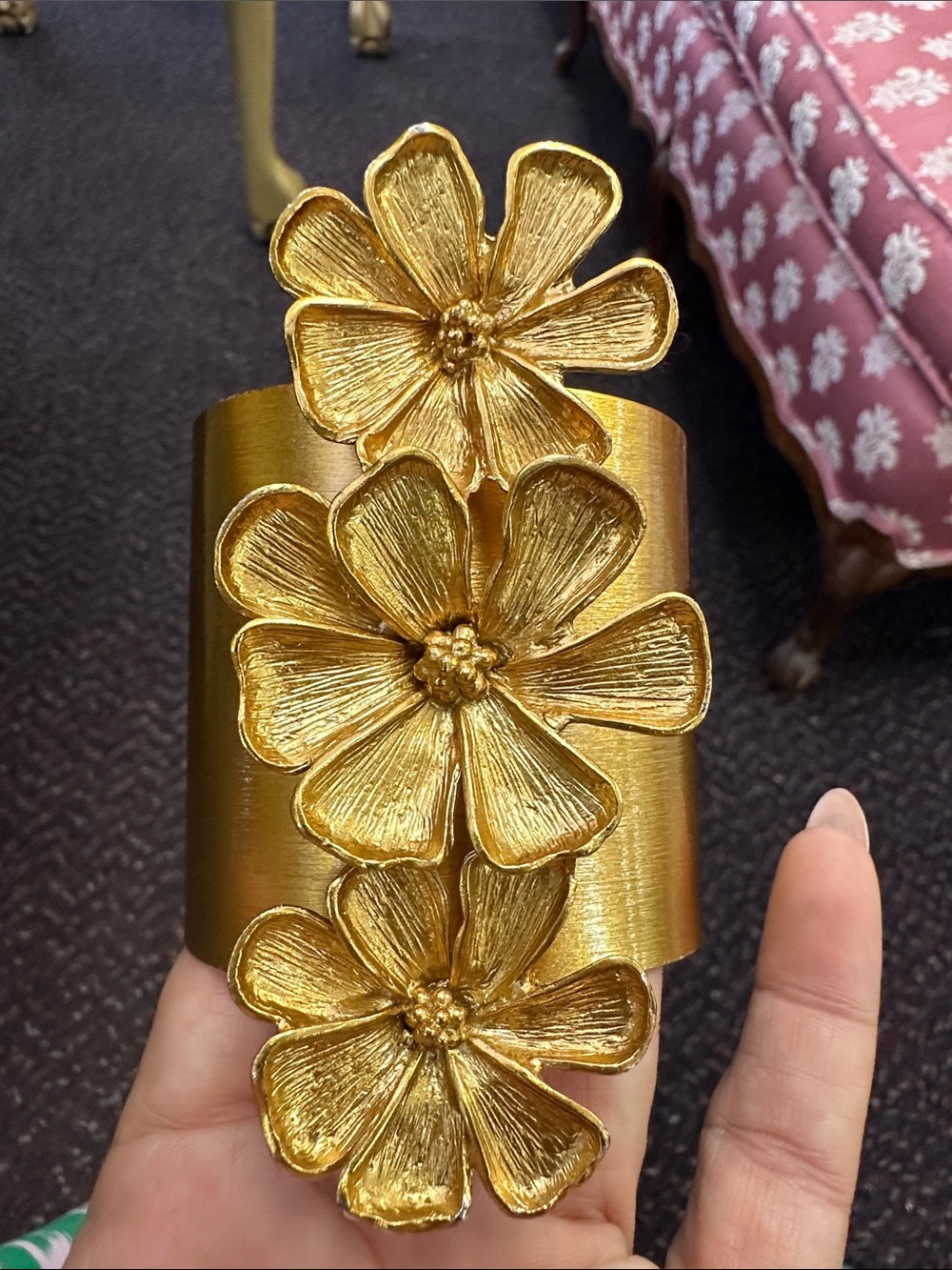 Zara Gold Floral Cuff Bracelet